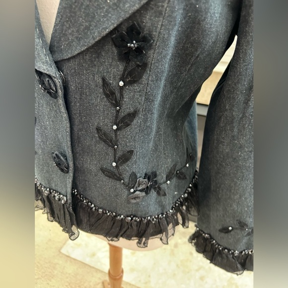 Vintage Mary Frances Embellished Black Jean Jacket - Picture 6 of 9